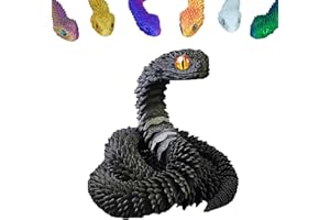 vecora 3D Printed Snake, 3d Printed Fidget Toy, Flexible Articulated Snake Animal Fidget Toys,3D Printed Animals,Home and Office Decoration for Autism/ADHD (black)