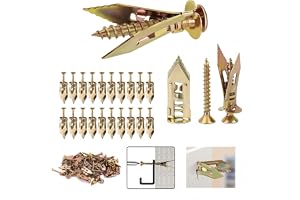Xfopz 100 Pcs Self Drilling Drywall Anchors with Screws, Sheetrock Anchors (0.47x1.18 Inch) & Zinc Expansion Screws, Zinc Plated Steel, No Drill Needed for Wall Hanging