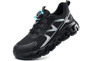 AEKYIWL Sicherheitsschuhe Herren Damen Arbeitsschuhe Leicht Sportliche Atmungsaktiv Schnürsenkel Ohne Binden Drehverschluss Stahlkappenschuhe rutschfest