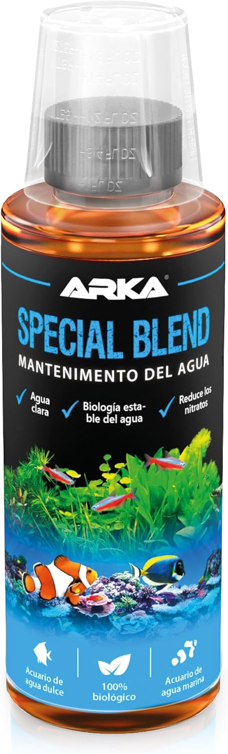 Bacterias Acuario 118 ml – ARKA Special Blend – Elimina nitratos y residuos orgánicos – Agua cristalina sin Olor – Dulce y Salado – fórmula biológica Premium para un ecosistema Estable