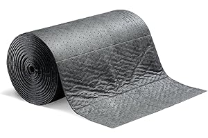 New Pig PIG Absorbent Mat Roll – Universal – Absorbs Oils, Coolants, Solvents & Water, 1 Roll, 46 m Length, 152.4 L Capacity, Keeps Floors Clean & Safe in Industrial Workspaces