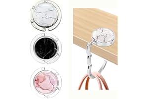 HUATEEN Taschenhalter für Tisch 3 Stück, Faltbare Antirutsch Handtaschenhalter Marmorierung Taschen Aufhänger Taschenhaken Halterung für Handtaschen, Tisch Handtaschenhalter Haken für Restaurant