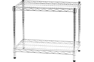 Archimede Sistema Componibile, Scaffale Due Ripiani, Grigio (Cromato), 61 x 36 x 50 cm