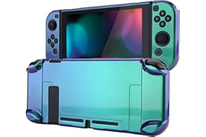 eXtremeRate PlayVital Coque pour Switch Coque Protection pour Nintendo Switch Accessoires Housse Étui,Absorption Chocs & Antirayures-Caméléon Violet Vert