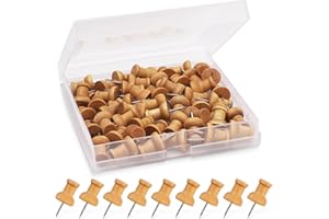 NAMNER 50 PCS Wooden Push Pins, Natural Cork Board Pins for Noticeboards, Wooden Drawing Pins for Maps & Crafts, Thumb Tacks with Strong Grip