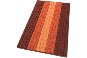 EMMEVI Tappeto Cucina Bordato Assorbente Tessitura 3D Varie Misure E Colori Multiuso Bagno Camera Corridoio 100% Made in Italy mod.MIA 57X290 TERRA