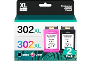 WCOLORZONE 302XL Druckerpatrone Ersatz für HP 302 Druckerpatronen Multipack für Envy 4520 4522 4524 4525 4527 Officejet 3830 3831 3833 5220 5230 DeskJet 1110 2130 3630 3636 3639（1 Schwarz, 1 Farbe)
