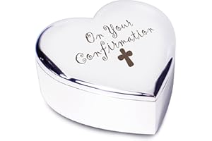 CPM Confirmation with cross Silver Finish Heart Shaped Trinket Box Gift for Holy Confirmation