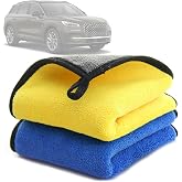 Souruud Set of 2 Microfibre Car Cloths 40 x 30 cm, Super Absorbent Car Cleaning Towels, Soft Lint Free Cloths for Drying and