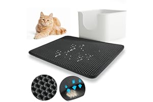 Alfombrilla Arenero Gato, Baytion® Alfombra Arenero para Gatos, 60 x 44 cm Alfombrilla Arena Gatos de Doble Capa, Impermeable y a Prueba de Orina, Material EVA no Tóxico (Negro)