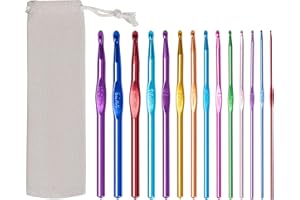 HUSAIHU 14 Pack Colorful Ergonomic Crochet Hooks, Full Sizes Crochet Hooks Needles Aluminium for Beginners Adults,Crochet Set for Starters with Measure Tape Stitch Markers Scissors Storage Bag, etc(2 to 10mm)