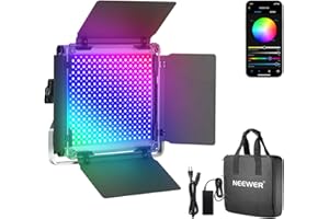 NEEWER 660 Pro RGB Luz Vídeo Panel LED con App Control 50W Iluminación 360° Todo Color CRI 97+ con Barndoor/U Soporte para Juego Streaming Youtube Webex Transmisión Vivo Conferencia Web Fotografía