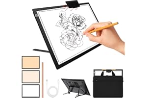 WINNIW Lichtstativ A3 mit tragbarer Tragetasche, kabellose Lichtbox mit Ständer und Magnetclip oben, 3 Farbtemperaturen, stufenlos dimmbare wiederaufladbare Lichttafel für Diamantmalerei, Skizzieren