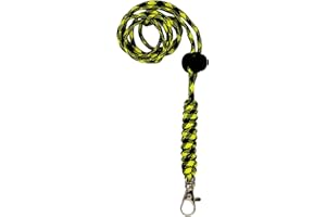 DOGCATZ Tough Paracord Neck Lanyard for Dog Whistles & Clickers, ID, Keys, Braided Knot (Yellow/Black)