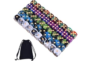 SIQUK 50 Stück 6 seitiges würfel Set 5 zweifarbige Farbwürfel mit Goldpipswürfeln (Freier Beutel) zum Spielen von Spielen wie Tenzi, Farkle, Yahtzee, Bunco oder Mathematikunterricht