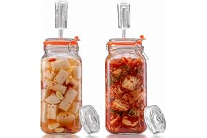 Generisk 2 stycken fermenteringsglas, fermenteringsglas med jävul och vikt fermenteringsglas kimchibehållare för surkål, kimc
