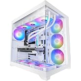 Mars Gaming MCV5, ATX PC Case, Panoramic Tempered Glass, 4x ARGB 120mm Fans, 7 Horizontal PCI Slots + 2 Vertical PCI Slots, C