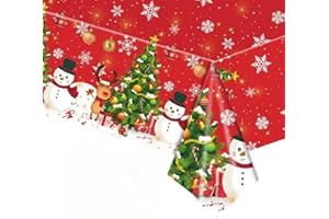COSORO Tovaglia Plastica Rettangolare per Natale,137 * 274cm Tovaglia Antimacchia Impermeabile Grande Tovaglie per Festa Rosso Renne,Decorazione Desktop per Festa di Natale Interni Esterni Giardino