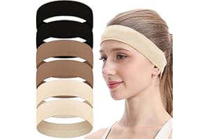 HOOPOE Fascia Capelli Donna Uomo,6 Pezzi Fasce Elastiche per Capelli Multicolore,Fascia Capelli Sport Larga,Moda Maglieria Fascette Capelli per Skincare Trucco Yoga Running Headband Accessori 20 x 9 cm