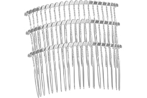 COOPHYA 3-Piece Set of 20-Teeth Stylish Hair Combs and Clips - Women's Bridal Accessories - French Inspired Metal Crown Hair Barrettes - Wedding Veil Headpiece - Ideal for DIY Hairstyles and