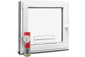 HOMMLER Fenêtre de cave 40 x 50 cm double vitrage – Fenêtre en plastique 60 mm Profil DIN gauche – L x H : 400 x 500 mm Idéal pour fenêtre abri de jardin, fenêtre de garage et cave avec système de bascule