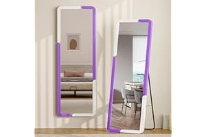 Lvifur Specchi da Terra Specchi, 160 x 50 cm Grande Specchio Bagno con e Supporto, Specchio per Camera da Letto Soggiorno (Bianco Viola)