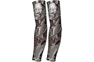 ZaliOan Ttuaje Mangas del Brazo para Hombre,1 Pares Manguitos de Compresión,Manguitos Ciclismo de Protección UV Elástica, para Senderismo, Baloncesto, Fútbol, Correr,Deportes al Aire Libre