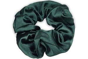 Mytoptrendz® Plain Satin Hair Scrunchies Ponytail Hair Tie Traceless Luxurious Bobbles Classic Hair Accessory (Green dark)