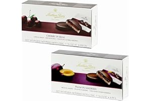 ASOKOBOX COLLECTIONS Chocolate Marzipan Plum in Madeira & Cherry in Rum Liqueurs - 2 Box Bundle with 2 x 220g Exquisite Chocolate Liquers Perfect for Gifting, Sharing and Indulging