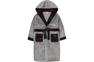 STYLE IT UP Kids Robe Dressing Gown - Super Soft Plush Fleece Bathrobe - for Boys and Girls - Gift for 2 to 13 Years - Consists of Snuggle Hood, 2 Large Pockets and Secure Waist Tie