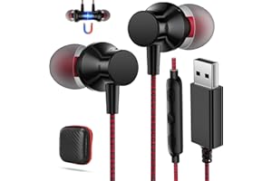 AIAUXAI USB Earphones for PC Laptop,Wired USB Headset Headphones with Microphone for Computer,3.9ft In Ear Headphone Stereo Noise Cancelling earbuds for HP Dell Laptop for Surface Switch Work Meeting