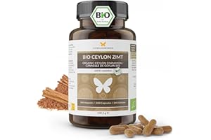 FLÜGELSCHWINGER 240 capsules de cannelle de Ceylan BIO pour 4 mois, hautement dosées, fabriquées en Allemagne, qualité bio certifiée, 100% naturelles, cannelle de Ceylan de haute qualité provenant du Sri Lanka