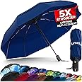 TUMELLA Strongest Windproof Travel Umbrella (Compact, Superior & Beautiful), Small Strong but Light Portable and Automatic Folding Rain Umbrella, Durable Premium Grip, Fits Car & Backpack
