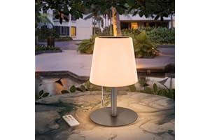 ‎UUFFOO Solar Tischlampe Outdoor-led Tischlampe Akku mit IP44 Wasserdicht, Dimmbar Warmweiß und RGB-LED-Tischlampe, Fernbedienung, Tragbare wiederaufladbare solar tischlampe für außen Garten (Schwarz B)