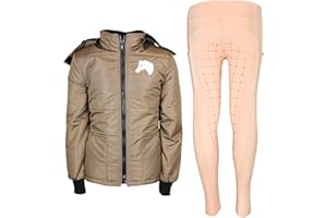 MS-Trachten Reitset Winter Kinder Reitjacke Mia Braun gesteppt mit Reitleggings Apricot