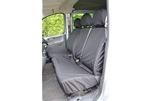 VAN DEMON Seat Covers For Toyota Proace 2013-2016+ Tailored Fit Heavy Duty Waterproof Black Van Seat Covers for Front Driver & Double Passenger Seat 600 Denier Polyester Machine Washable