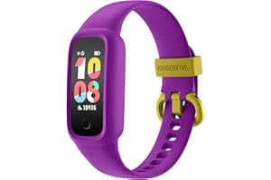 BIGGERFIVE Vigor zegarek fitness dla dzieci w wieku od 5 do 15 lat, wodoodporny, IP68, tracker aktywności, krokomierz, monitor tętna, licznik kalorii, fioletowy, BF200L