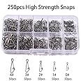 150pcs/250pcs High Strength Stainless Steel Snaps Set Fishing Line to Hooks Connectors in Saltwater or Freshwater