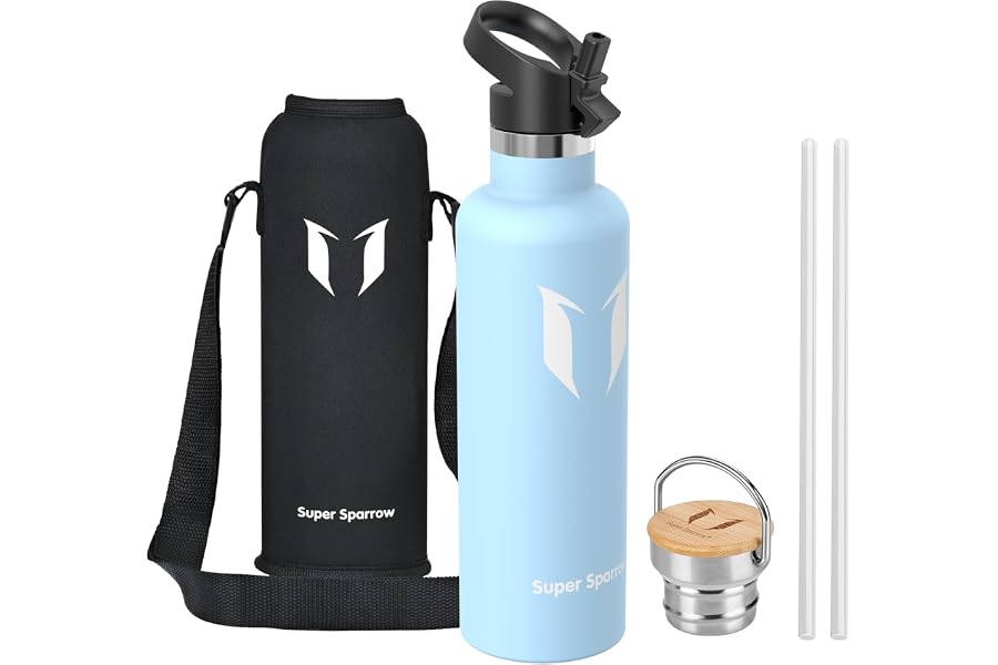 Super Sparrow Botella Agua Acero Inoxidable - Botella Agua Niños - 500ml/750ml/1L - Botella Termica Boca Estándar - Sin BPA, 