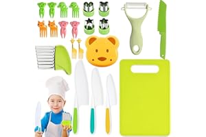 SunAurora 22PCS Juego de Cuchillos de Cocina de Aprendizaje Para Niños, Cuchillo Seguro y Montessori Para 2-6 Años