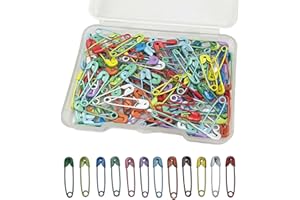 JXUANE Safety Pins Metal Safety Pins 120pcs Colored Safety Pins Mini Safety Pins Small Metal Safety Pins 19mm Mini Safety Pins ，With transparent storage box