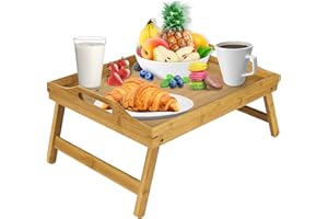 Mosii Bamboo Bed Tray Table With Handles & Foldable Legs, Multipurpose Lap Tray & Standing Desk For Breakfast In Bed, Sofa, Eating, Platters, Working, Serving, Drawing, Laptop Stand & Snack Tray