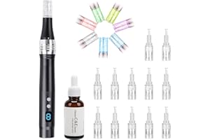 ENDIM Einstellbarer Microneedling Dermapen - Derma pen 0-2.5mm,Micronadeln Pen,Derma roller, Und 30ml Vitamin C Serum, Serum mit 20% Vitamin C (Inkl.12 köpfe Patronen)