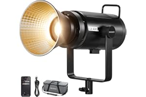 NEEWER CB300B 320W LED Videoleuchte Studiolicht mit 2,4G/APP Fernbedienung, Ganzmetall COB Bi-Color Studio Dauerlicht Bowens Halterung 150000lux/1m 2700K-6500K CRI/TLCI97+ 12 Effekte für Porträt
