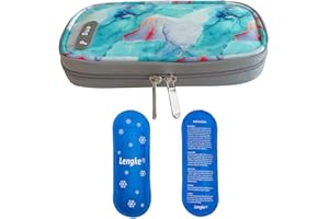 MABANOCOTA Insulin Travel Cooling Bag for Diabetic Organizer with 2 Ice Packs Medical Cool Bag for Insulin Pen and Insulin Medicine (Lake Green)