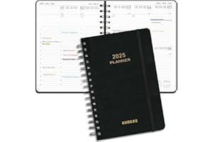 KUOGAS Agenda Settimanale 2025, Agenda Giornaliera 2025, Diario Scuola 12 Mesi da Gennaio.2025 a Dic.2025,12 mesi 2025 (nero)