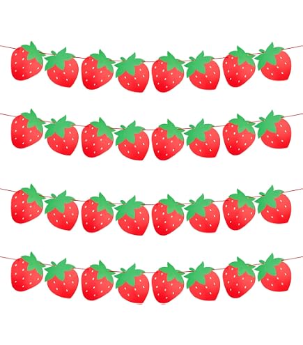 Gyufise 24 decorazioni per cupcake a forma di fragola, glitterate, per