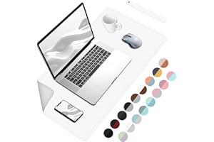 BLESWIN Tappetino da scrivania bifacciale Tappetino da scrivania per ufficio, tappetino da tavolo impermeabile, tappetino per mouse e tastiera di grandi dimensioni-60x35cm,Bianco+Livery