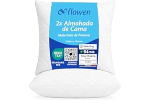 Flowen Cojines Sofa 30x30 Almohadones 2 Unidades Decorativos Relleno Cojin Hipoalergénico Antiácaros y Suave Cuadrado con Funda Exterior Almohada Respirable en Poliéster Blanco