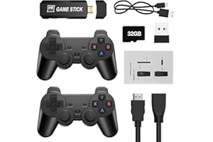 LOHOOM Home Video Game Console, TV 4K Wireless Retro Game Console with Dual Wireless Controllers Plug Play Video Game Stick, 40+ Classic Emulators High Definition HDMI Output Adults Kids Great Gift (32G)